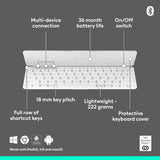 Logitech Keys-to-Go 2 Portable Bluetooth Keyboard for Tablet with Built-in Cover  Pale Grey