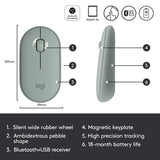 Logitech Pebble M350 Wireless Mouse with Bluetooth Green