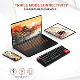 Amkette EvoFox Katana S Mini Wireless Mechanical Keyboard  Tri-Mode 3X BT, 2.4GHz & Wired Connectivity Hot-Swappable Red Switches 68-Key Compact  Rainbow Backlight  Rechargeable Battery Black