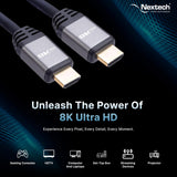 Nextech NC105 8K HDMI 2.1 Ultra HD Certified Fibre Cable with 8K@60Hz, 4K@120Hz, High Speed 48Gbps, eARC, 3D connectitiy, Compatible with All HDMI Devices, TV Set-top Box, Gaming Console (5 Meters)
