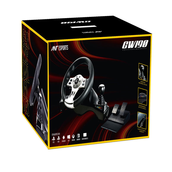 Ant Esports GW190 Race Steering Wheel Black Silver