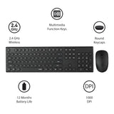 Rapoo X260 Wireless Keyboard and Mouse Combo Set 2.4 Ghz with Type Writer Key Black