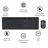 Rapoo 8210M Multi-Mode Keyboard & Mouse Bluetooth 3.0/4.0 Wireless 2.4 GHz 1300 DPI Combo-Black