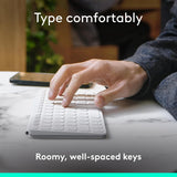 Logitech Keys-to-Go 2 Portable Bluetooth Keyboard for Tablet with Built-in Cover  Pale Grey