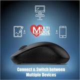 Rapoo M160 Wireless Power Saving Mouse with Bluetooth, 1300 DPI Optical Tracking for PC/- Black