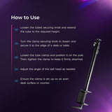 Digitek DTMHA 001 Table Mount with Auxiliary Holding Arm for Stream Overhead Video Desktop Bedroom Bedhead Office