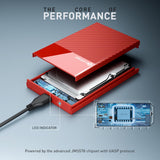 Cablet SSD Casing 2.5 Inch Sata Enclosure USB 3.0 Red