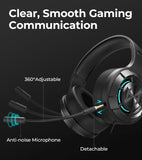 Edifier G30 II Wired Gaming Headset, 7.1 Virtual Surround Sound Gaming Headphones with Detachable Noise Cancelling Microphone for PC/MAC/PS4/PS5, RGB Lighting
