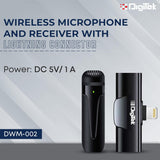 Digitek DWM-002 PRO Wireless Microphone for iPhone with Noise Cancellation, Collar Clip & Crystal-Clear Audio for Vlogs, YouTube, Interview & Live Streaming