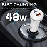 Tempt 48W Electra Max Fast Car Charger with Dual Output White