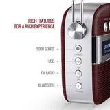 Saregama Carvaan Portable Wireless Speaker with USB FM Bluetooth & 5000 Pre Installed Songs - Cherywood Red