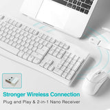 Rapoo X1800Pro Wireless Mouse & Keyboard Combo - 2.4G, 10M Range, Optical, Long Battery, Spill-Resistant Design,1000 DPI, Nano Receiver, Entry White