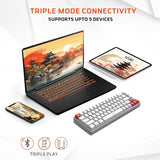 Amkette EvoFox Katana S Mini Wireless Mechanical Keyboard  Tri-Mode 3X BT, 2.4GHz & Wired Connectivity  Hot-Swappable Red Switches  68-Key Compact Layout White