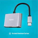 Rapoo XD30 USB C Hub, 4-in-1 USB C Adapter, with 4K USB C to HDMI Grey