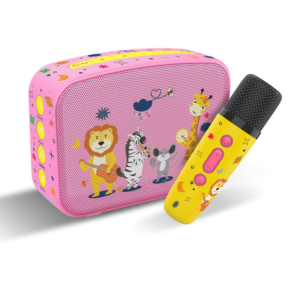Saregama Carvaan Mini Kids with Wireless Mic - 300+ Pre-Loaded Stories, Rhymes, Learnings and Mantras with Rechargeable Baby Pink