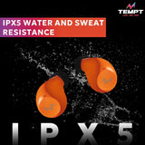 Tempt Shock True Wireless Earbuds With OxyAcoustics Technology TWS  with Passive Noise Cancellation With Mic Orange