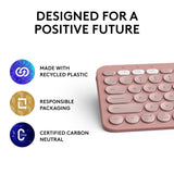 Logitech Pebble Keys 2 K380s, Multi-Device Bluetooth Wireless Keyboard Tonal Rose