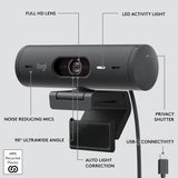 logitech brio 500 full hd webcam with auto light