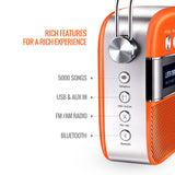 SAREGAMA Carvaan Premium Pop Portable Speaker Pre-loaded 5000 Evergreen Hindi Songs, 2.0Channel,  Candy Orange)