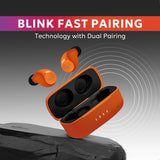 Tempt Shock True Wireless Earbuds With OxyAcoustics Technology TWS  with Passive Noise Cancellation With Mic Orange