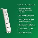 Philips Extension Cord 4 Socket CHP2442W