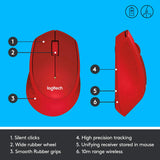Logitech M331 Silent Plus Wireless Bluetooth Mouse Red
