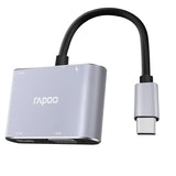 Rapoo XD30 USB C Hub, 4-in-1 USB C Adapter, with 4K USB C to HDMI Grey