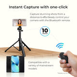 DIGITEK DTR-525 SS 160 CM Long Tripod Selfie Stick with Wireless Remote, Aluminum Rod with 3 Legs Base, 360° Head, GoPro Adapter, 7 Section Adjustment - Compatible with Phones & Action Cameras