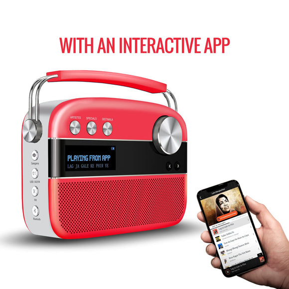 SAREGAMA Carvaan Premium Pop Portable Speaker Pre-loaded 5000 Evergreen Hindi Songs, 2.0Channel,  Candy Orange)