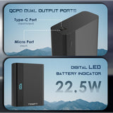 Tempt Fuel 10000mAH Power Bank 22.5W Fast Charging, Digital LED Display with Type C & USB