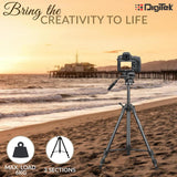 Digitek DPTR 880 PRO 165 cm Platinum Aluminum Light Weight Tripod, with Fluid Video Head, for DSLR & Video Cameras, Maximum Operating Height: 5.90 Feet, Maximum Load : 6 kgs Black
