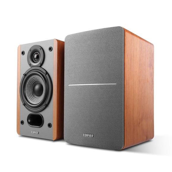 Edifier P12 Passive Bookshelf Speakers - 2-Way Speakers with Built-in Wall-Mount Bracket - Wood Color - Brown, Auxiliary