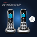 Motorola cd4012 digital cordless telephone with answering machine, 2 handsets