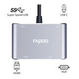 Rapoo XD30 USB C Hub, 4-in-1 USB C Adapter, with 4K USB C to HDMI Grey