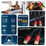 Honeywell HDMI Cable 2.1 with Ethernet, 8k60Hz, 4k120Hz UHD Resolution, 5 Mtr(16.4ft), 48 GBPS Transmission Ultra High Speed, Dolby DTS, eARC,3D,Male-to-Male,Compatible with all HDMI-Enabled Devices