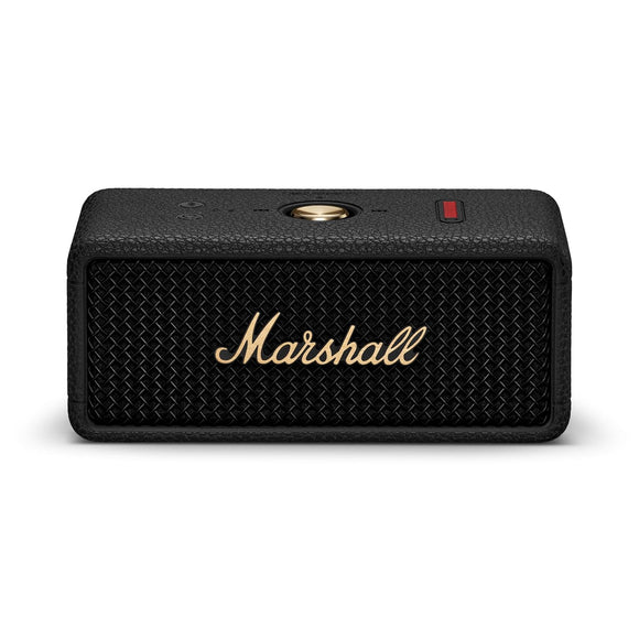 Marshall Emberton III Compact Portable Bluetooth Speaker with 32+ Hours of Playtime, 360° Sound, Dust & Waterproof (IP67) – Black & Brass.