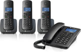 Motorola C4203 Voice C42 Corded Phone System + 3 Digital Cordless Handsets w/Answering Machine, Call Block - Black