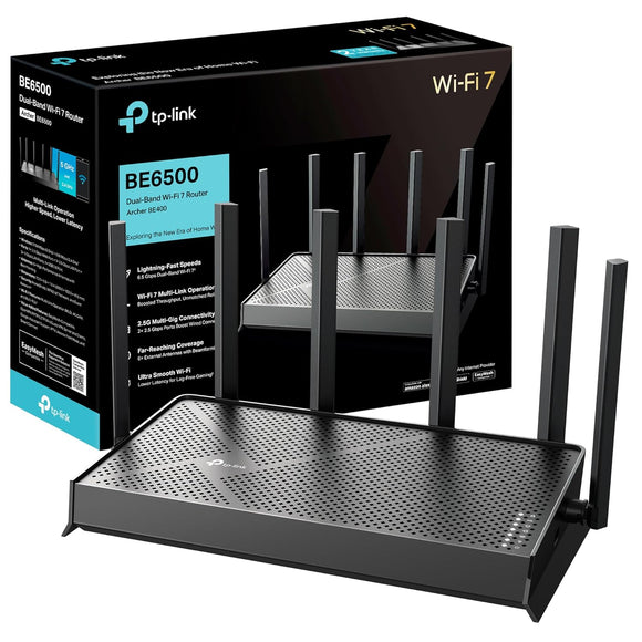 TP-Link BE6500 Archer BE400 Dual-Band Whole Home EasyMesh Wi-Fi 7 Router