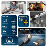 Honeywell HDMI Cable v2.0 with Ethernet, 3D/4K@60Hz Ultra HD Resolution, 3 Mtr, 18 GBPS Transmission Speed, High Speed, Compatible with all HDMI Devices Laptop Desktop TV Set-top Box Gaming Console