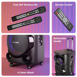 Zebronics GINOX Plus Party Trolley DJ Speaker,160W Wireless Mic,Black