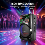 Zebronics GINOX Plus Party Trolley DJ Speaker,160W Wireless Mic,Black