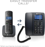 Motorola C4203 Voice C42 Corded Phone System + 3 Digital Cordless Handsets w/Answering Machine, Call Block - Black