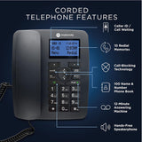 Motorola C4202 Voice C42 Corded Phone System + 2 Digital Cordless Handsets w/Answering Machine, Call Block - Black