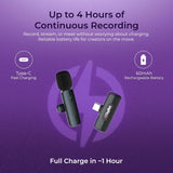 Digitek DWM-006 PRO Wireless Microphone & Receiver with Type-C Connector, 2.4GHz Frequency, 4Hr Battery, 20m Range, For Android Phone