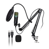 Digitek DM 401 RGB USB Condenser Microphone Kit with BoomArm Pop Filter Shock Mount Mic Cover Desktop Mount