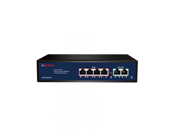 CPPLUS POE SWITCH 4 PORT (4 GIGA + 2 GIGA UPLINK) GPU4G2  CP-DNW-GPU4G2-48-V3