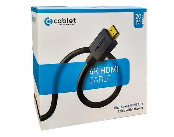 CABLET HDMI CABLE 20M 4K 60HZ 1080P WITH ETHERNET 18GB/S SPEED