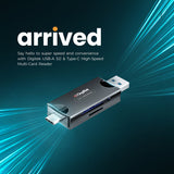 Digitek DCR-007  USB-A 3.0 & Type C High-Speed Multi-Card Reader