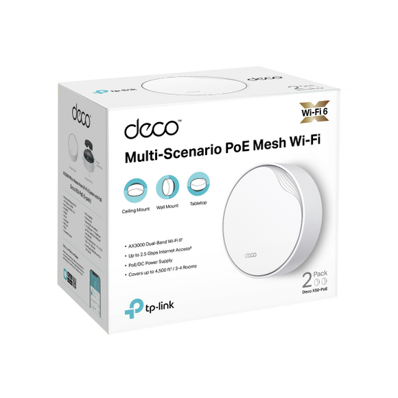 TP Link Deco X50 Poe Ceiling -(Pack 2 ) AX3000 Dual Band Mesh Router