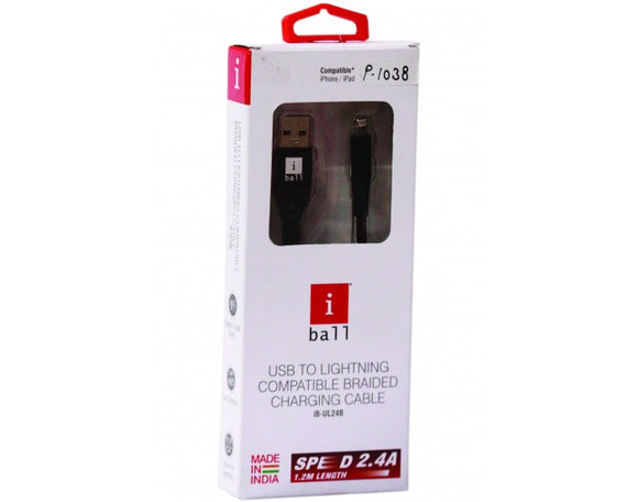 Iball Usb To iphone Charger Cable 1.2 M IB-UL24B Broot Compusoft LLP Jaipur  